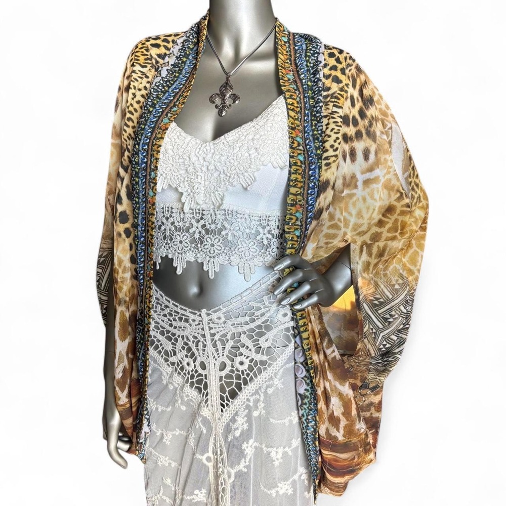 Silk Leopard Giraffe Animal Print Boho Kimono 😍🐆